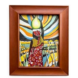 African American Art painting wood framed small print
